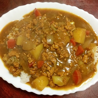 鶏ひき肉のカレー【今日の献立】